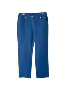 St. John Yellow Label Cerulean Blue High Rise Straight Leg Cotton Jeans - 8